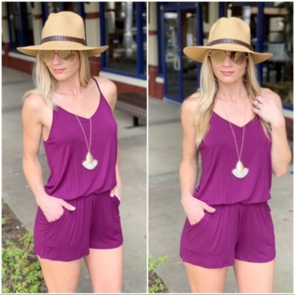 NWT soft knit romper with side pockets